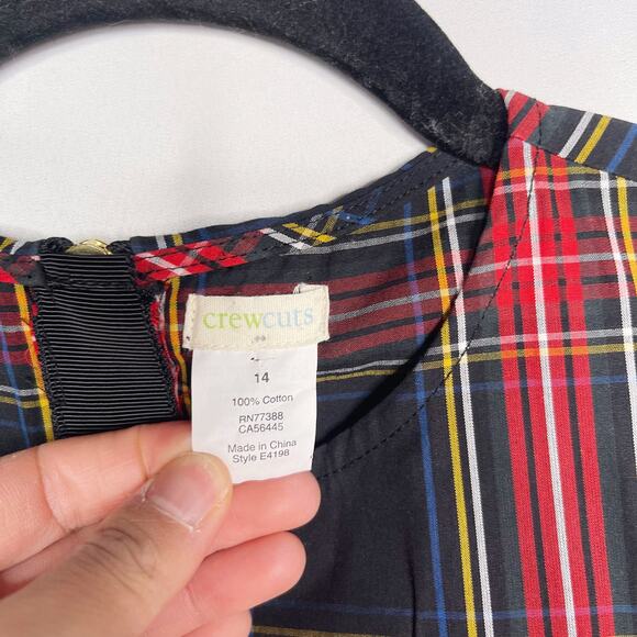 J Crew Crewcuts 14 Black Red Tartan Plaid Fit and Flare Holiday Dress Sleeveless - Picture 10 of 11
